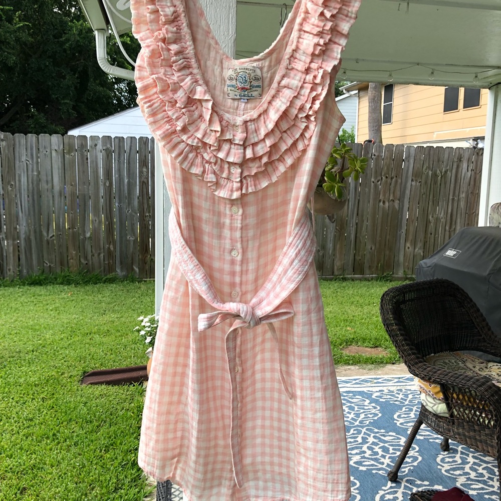 Bell Fine Garments Pink Check Ruffle Dress 8 - Picture 11 of 11